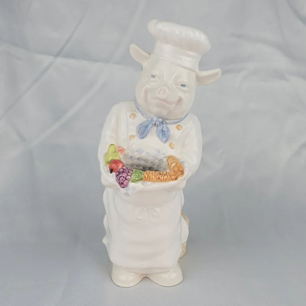 Vintage FIGI Graphics Pig Chef Utensil Holder‎ Ceramic Kitchen Decor 1996
